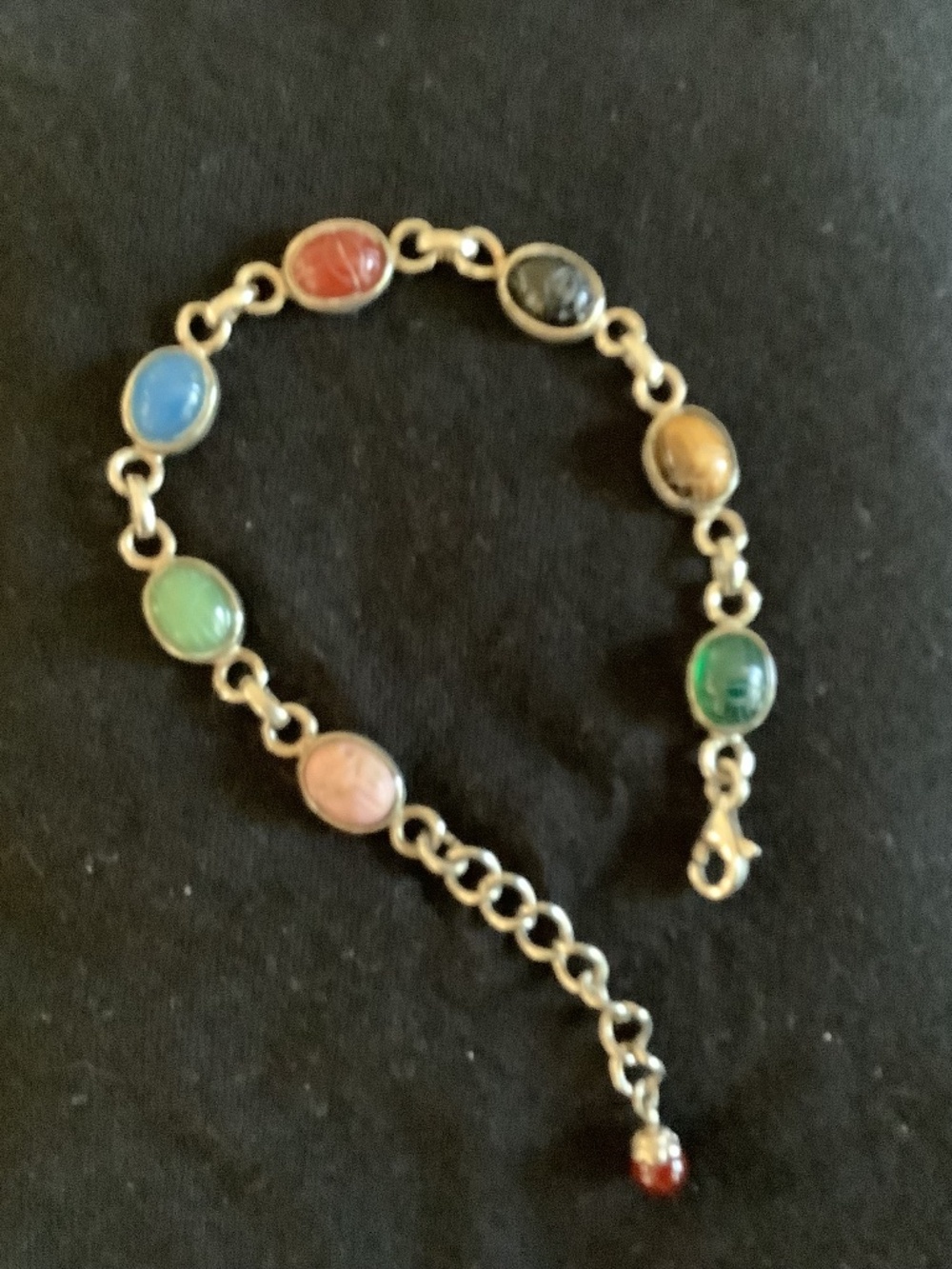 Multi colored Silver Scarab Bracelet